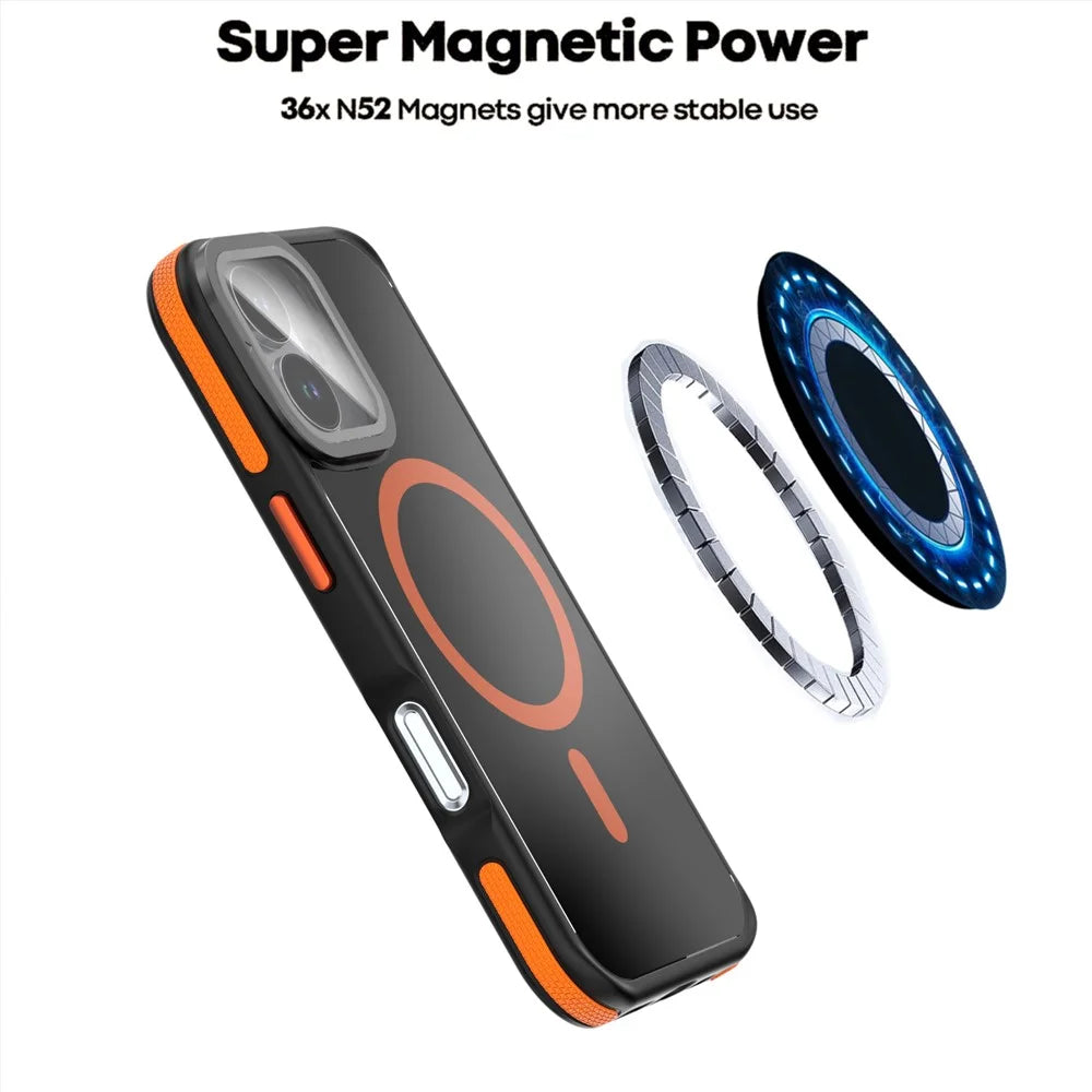 For iPhone 17 Magnetic Case Skin-Touch TPU Acrylic Phone Back Cover with Lens Protector Kickstand - Grey - 3