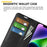 AMORUS For iPhone 15 Plus Wallet Case Litchi Texture Shockproof Leather Flip Stand Phone Cover - Black - 6