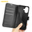 AMORUS For iPhone 17 Wallet Case Litchi Texture Shockproof Leather Flip Stand Phone Cover - Black - 4