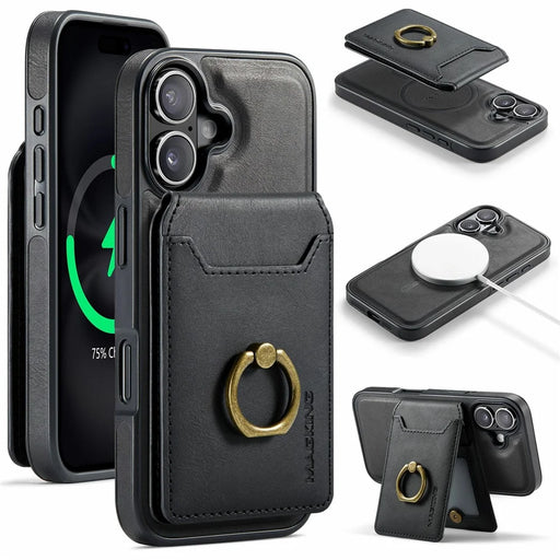MAGKING K1 Series For iPhone 17 Magnetic Case PC + TPU + PU Phone Cover with Card Holder - Black - 1