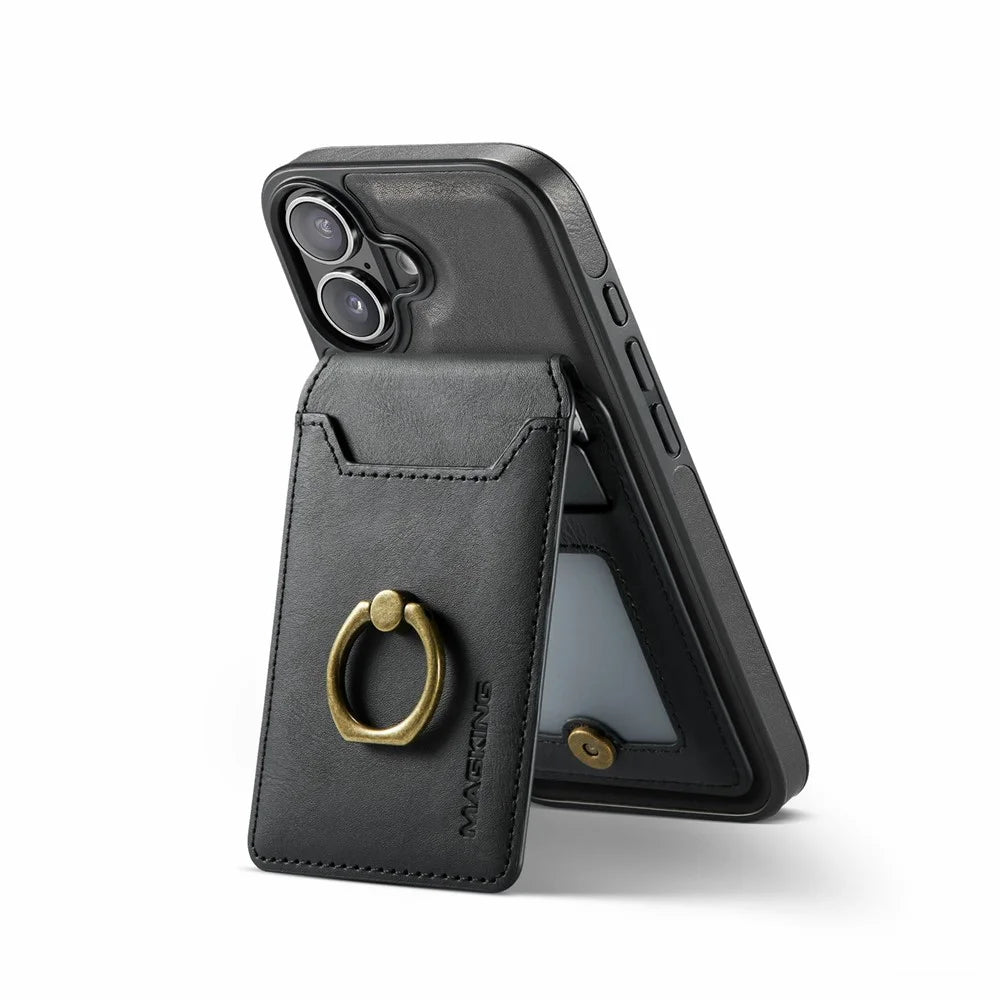 MAGKING K1 Series For iPhone 17 Magnetic Case PC + TPU + PU Phone Cover with Card Holder - Black - 3