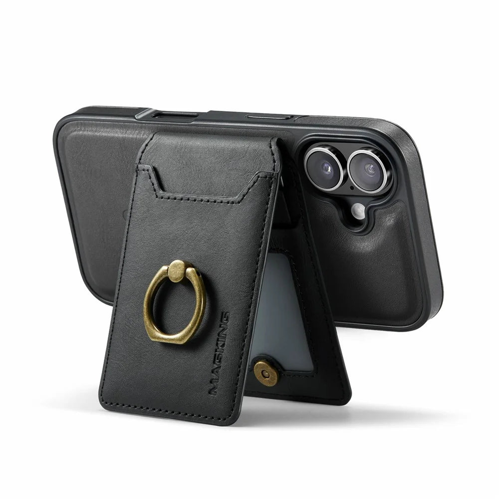 MAGKING K1 Series For iPhone 17 Magnetic Case PC + TPU + PU Phone Cover with Card Holder - Black - 4