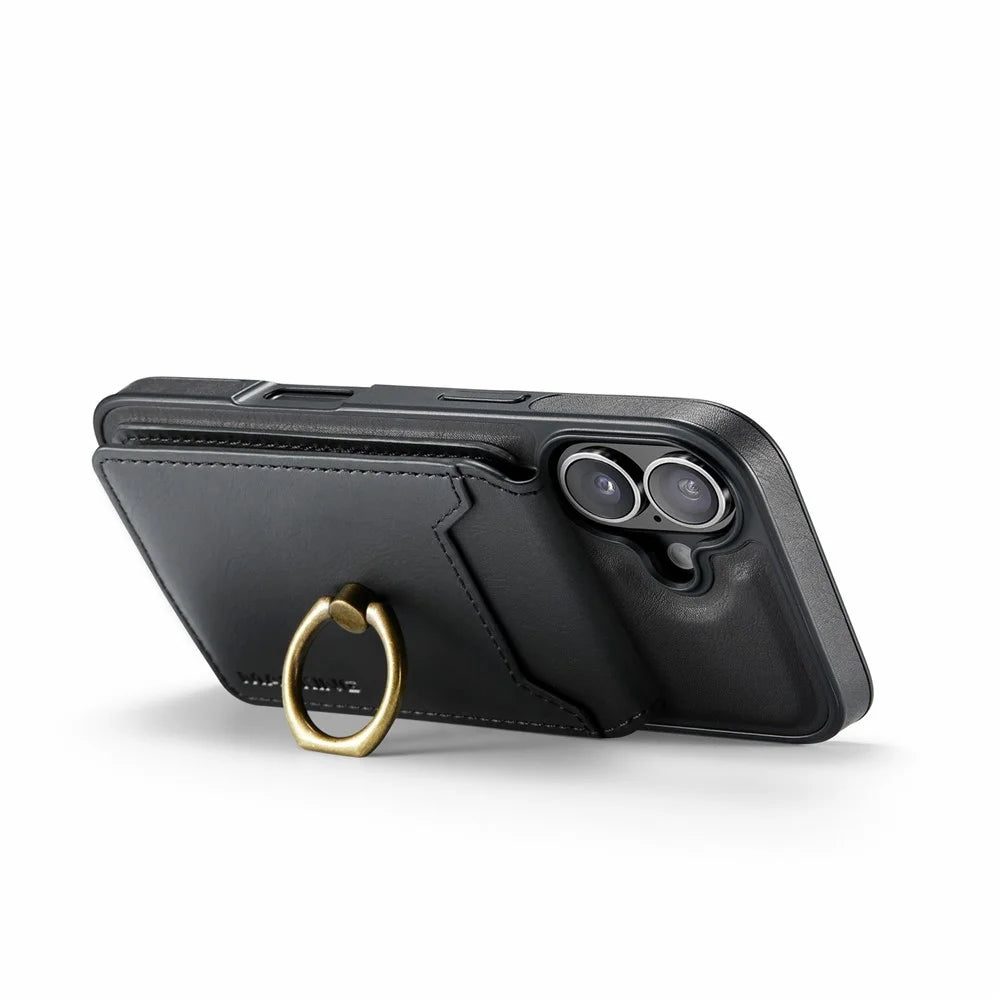 MAGKING K1 Series For iPhone 17 Magnetic Case PC + TPU + PU Phone Cover with Card Holder - Black - 5