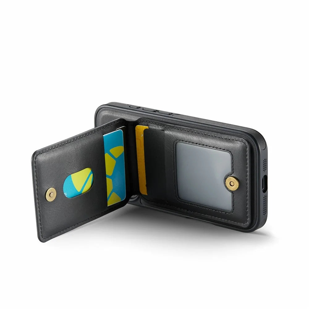 MAGKING K1 Series For iPhone 17 Magnetic Case PC + TPU + PU Phone Cover with Card Holder - Black - 6
