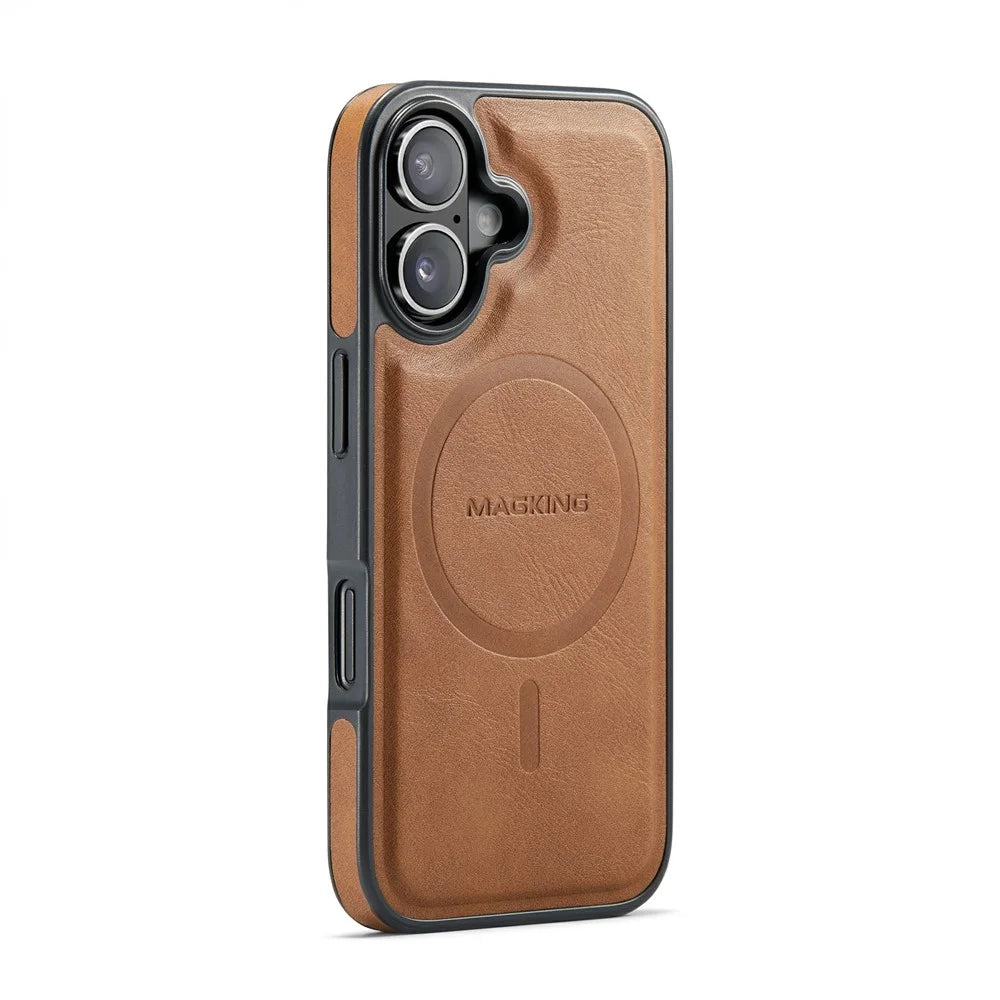 MAGKING K1 Series For iPhone 17 Magnetic Case PC + TPU + PU Leather Phone Cover - Brown - 2