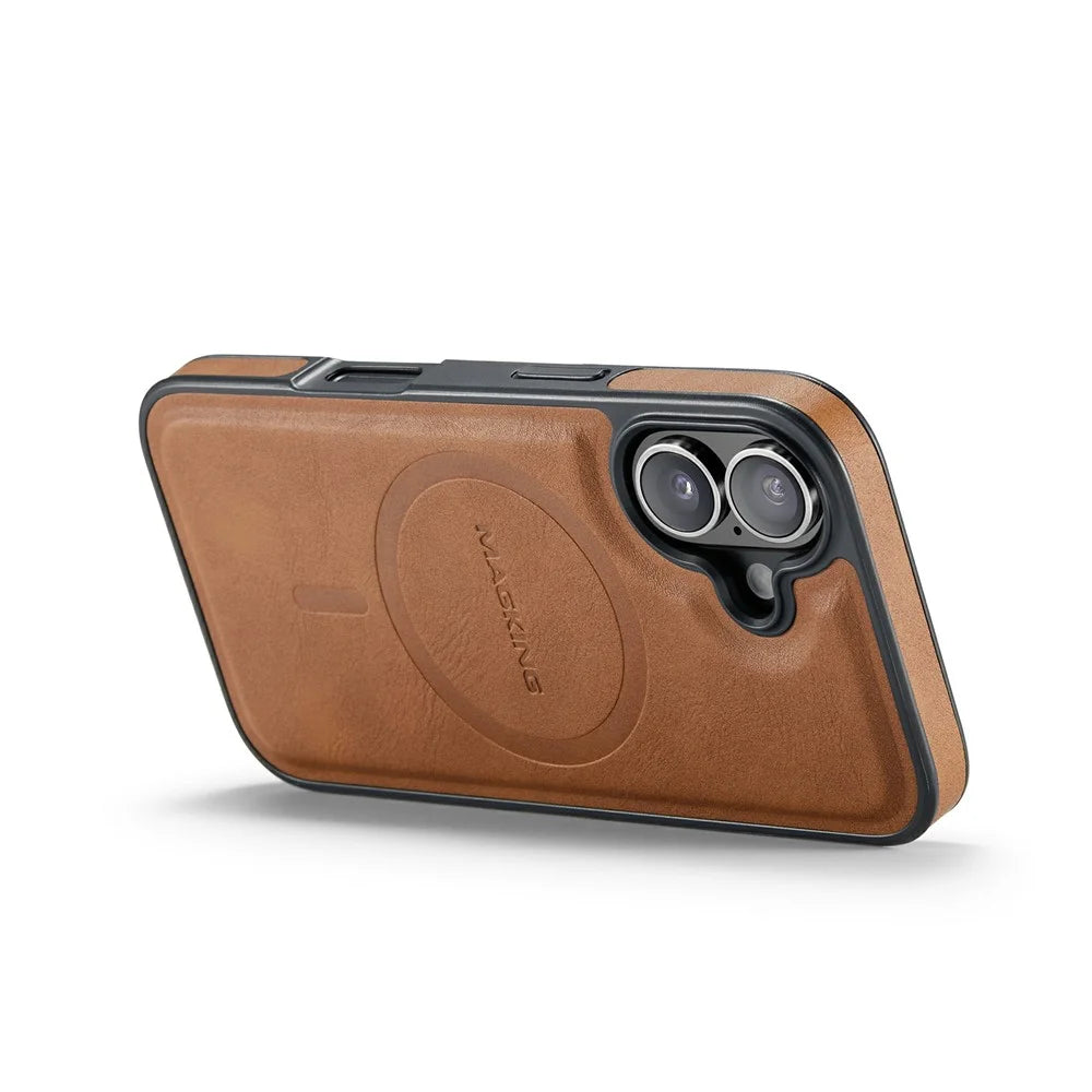MAGKING K1 Series For iPhone 17 Magnetic Case PC + TPU + PU Leather Phone Cover - Brown - 3