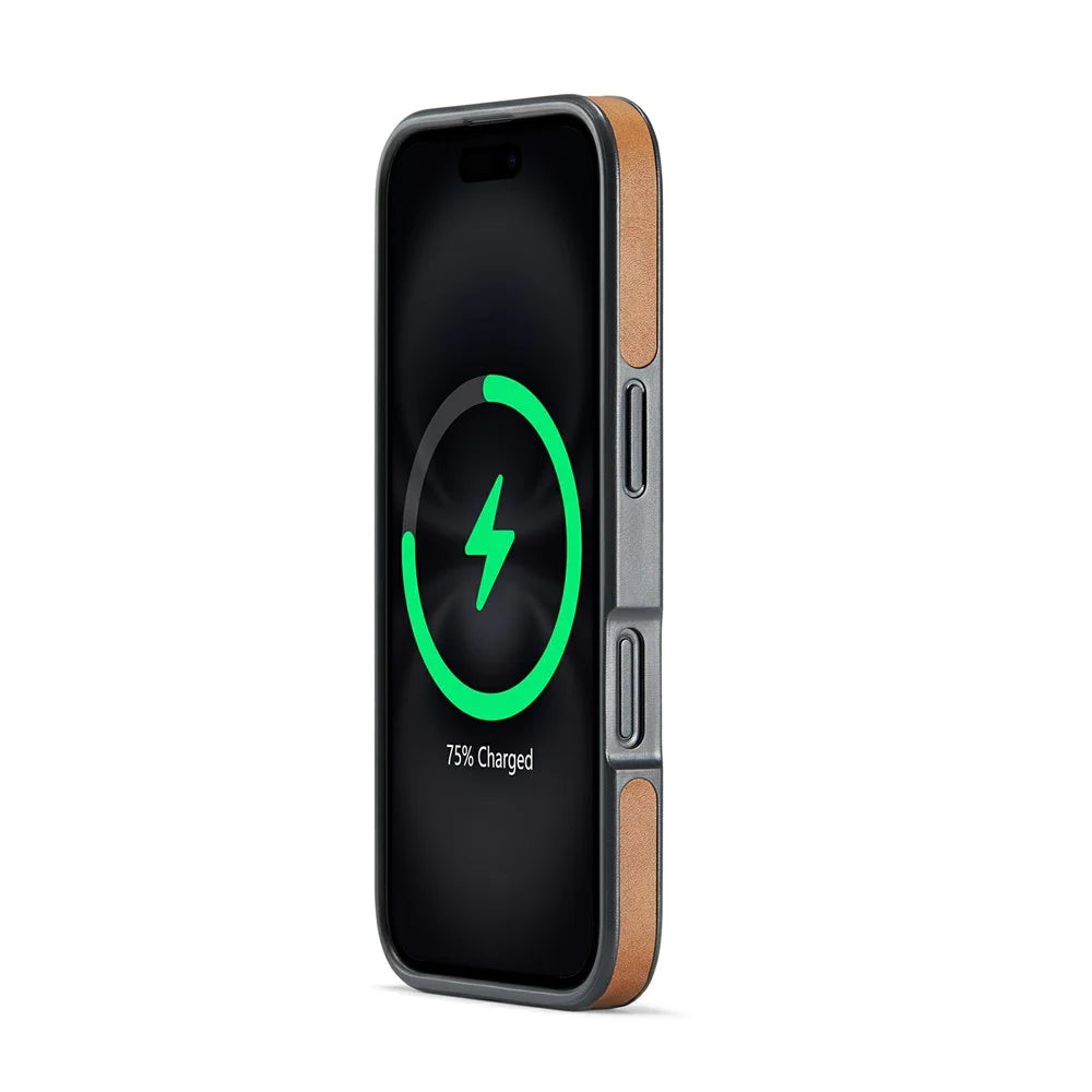 MAGKING K1 Series For iPhone 17 Magnetic Case PC + TPU + PU Leather Phone Cover - Brown - 7