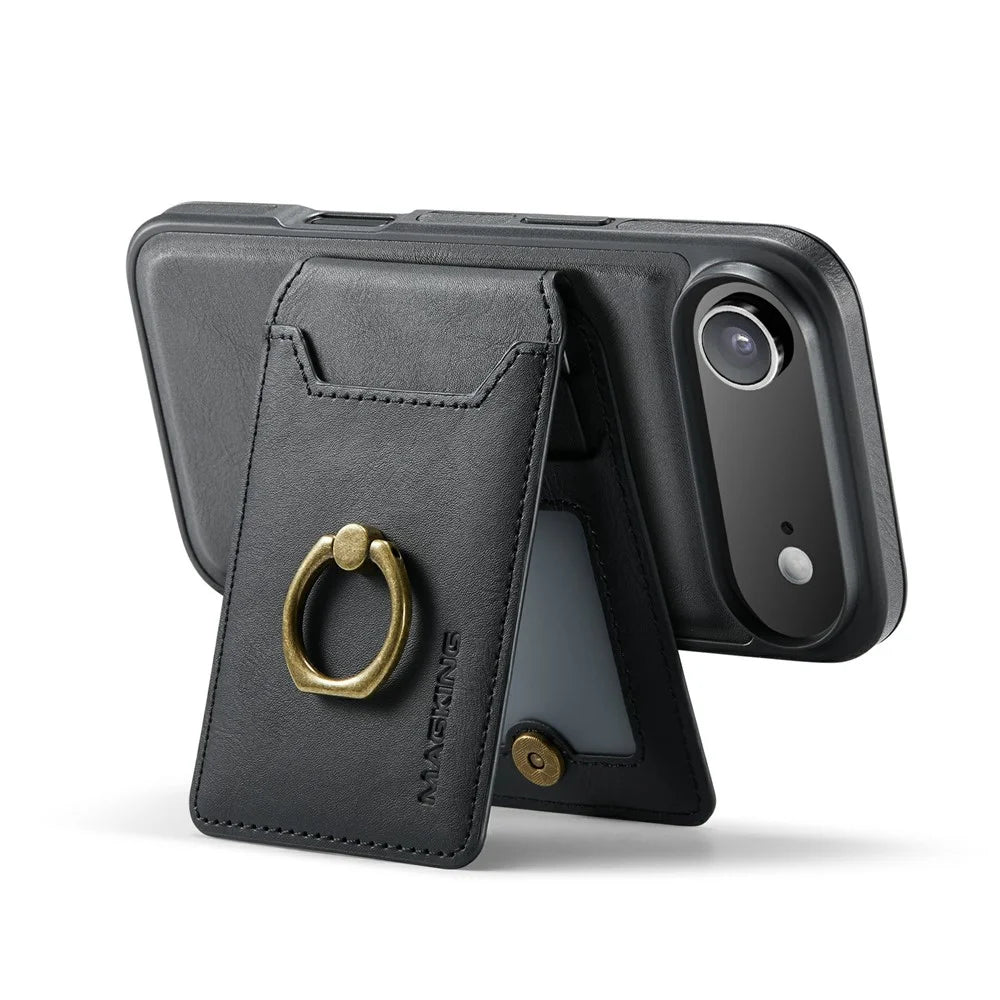 MAGKING K1 Series For iPhone Air Magnetic Case PC + TPU + PU Phone Cover with Card Holder - Black - 4
