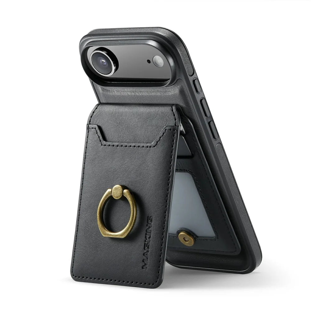 MAGKING K1 Series For iPhone Air Magnetic Case PC + TPU + PU Phone Cover with Card Holder - Black - 5