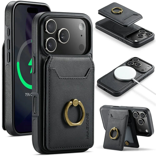 MAGKING K1 Series For iPhone 18 Pro Max / 17 Pro Max Magnetic Case PC + TPU + PU Phone Cover with Card Holder - Black - 1