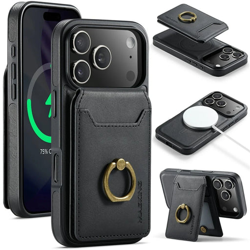 MAGKING K1 Series For iPhone 18 Pro Max / 17 Pro Max Magnetic Case PC + TPU + PU Phone Cover with Card Holder - Black - 1