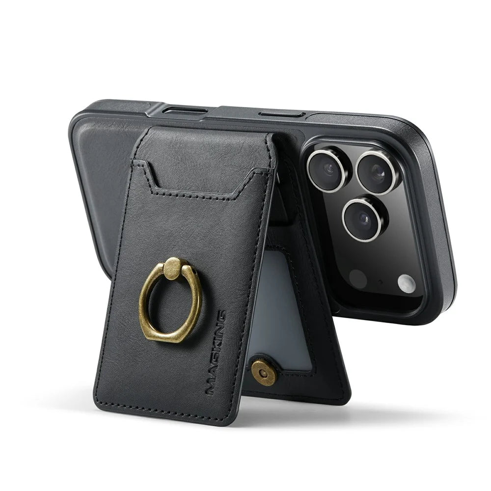MAGKING K1 Series For iPhone 18 Pro Max / 17 Pro Max Magnetic Case PC + TPU + PU Phone Cover with Card Holder - Black - 4