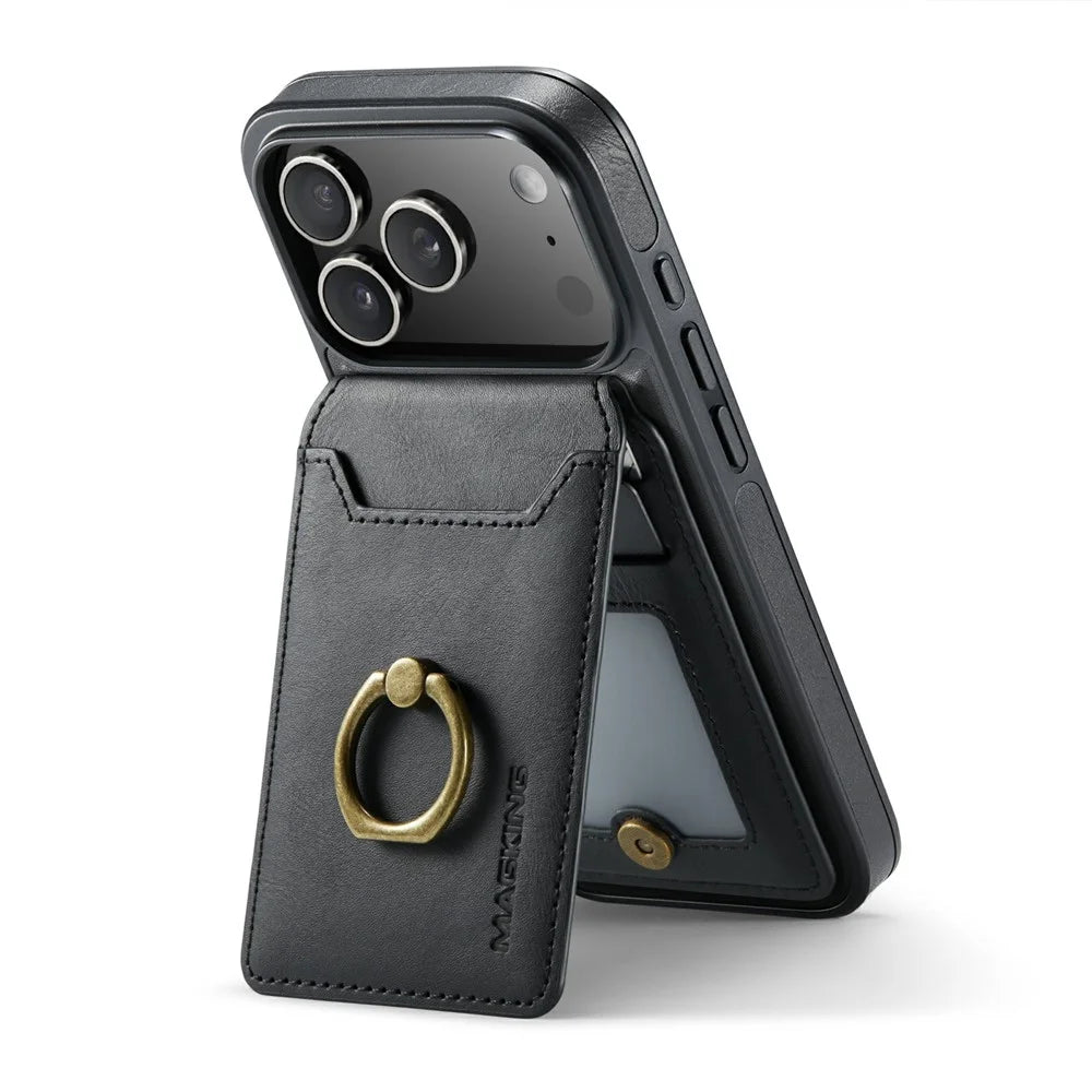 MAGKING K1 Series For iPhone 18 Pro Max / 17 Pro Max Magnetic Case PC + TPU + PU Phone Cover with Card Holder - Black - 5