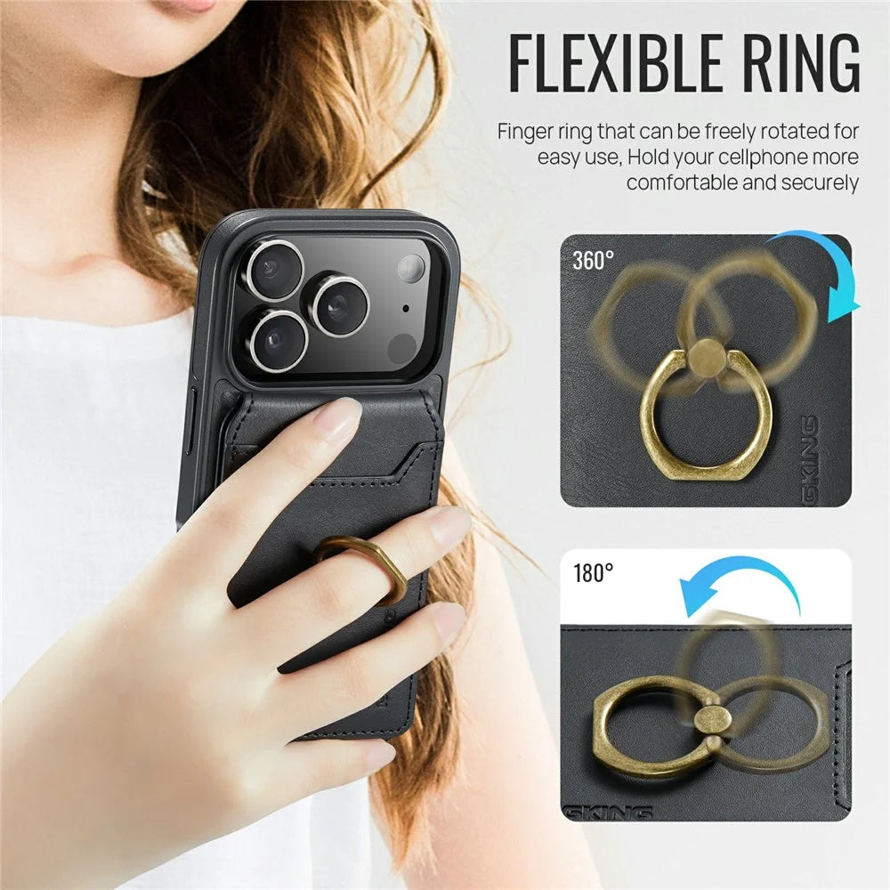 MAGKING K1 Series For iPhone 18 Pro Max / 17 Pro Max Magnetic Case PC + TPU + PU Phone Cover with Card Holder - Black - 7