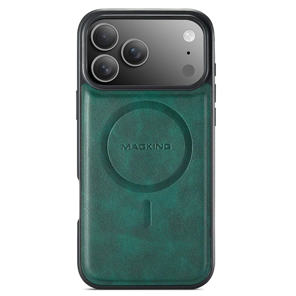 MAGKING K1 Series For iPhone 18 Pro / 17 Pro Magnetic Case PC + TPU + PU Leather Phone Cover - Green - 3