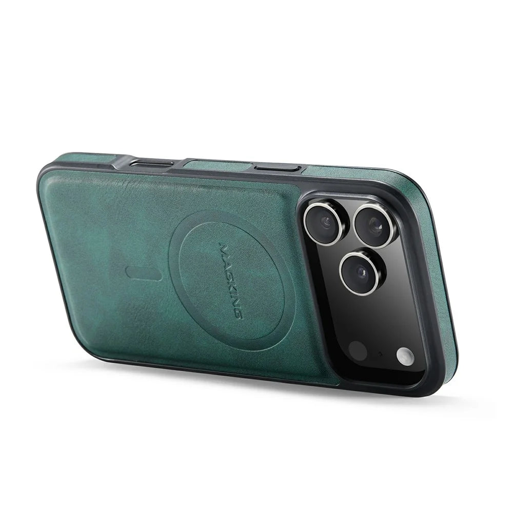 MAGKING K1 Series For iPhone 18 Pro / 17 Pro Magnetic Case PC + TPU + PU Leather Phone Cover - Green - 4