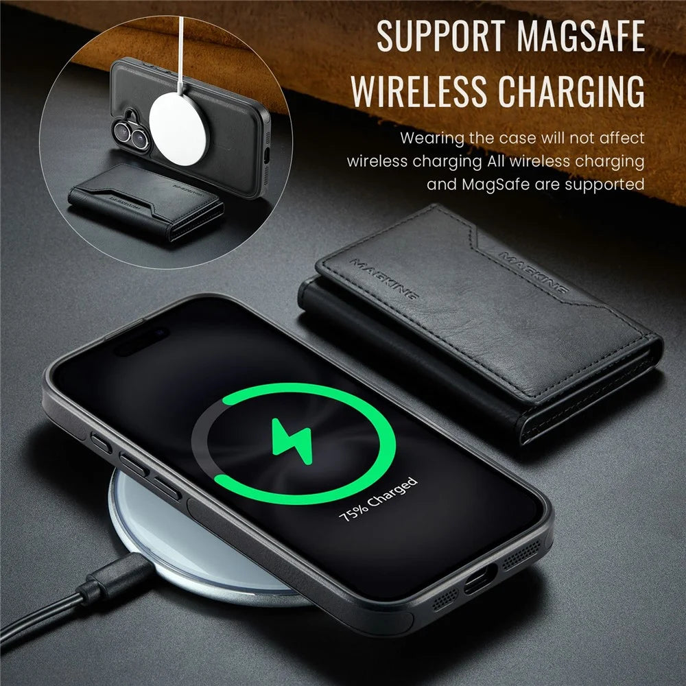 MAGKING K2 Series For iPhone 17 Case Compatible with MagSafe PC + TPU + PU Phone Cover - Black - 6