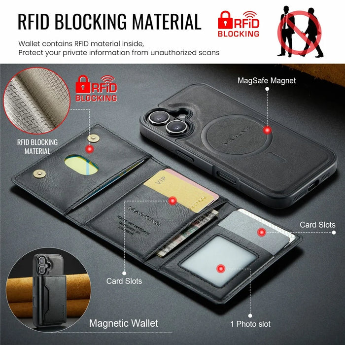 MAGKING K2 Series For iPhone 17 Case Compatible with MagSafe PC + TPU + PU Phone Cover - Black - 7