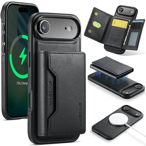 MAGKING K2 Series For iPhone Air Case Compatible with MagSafe PC + TPU + PU Phone Cover - Black - 1
