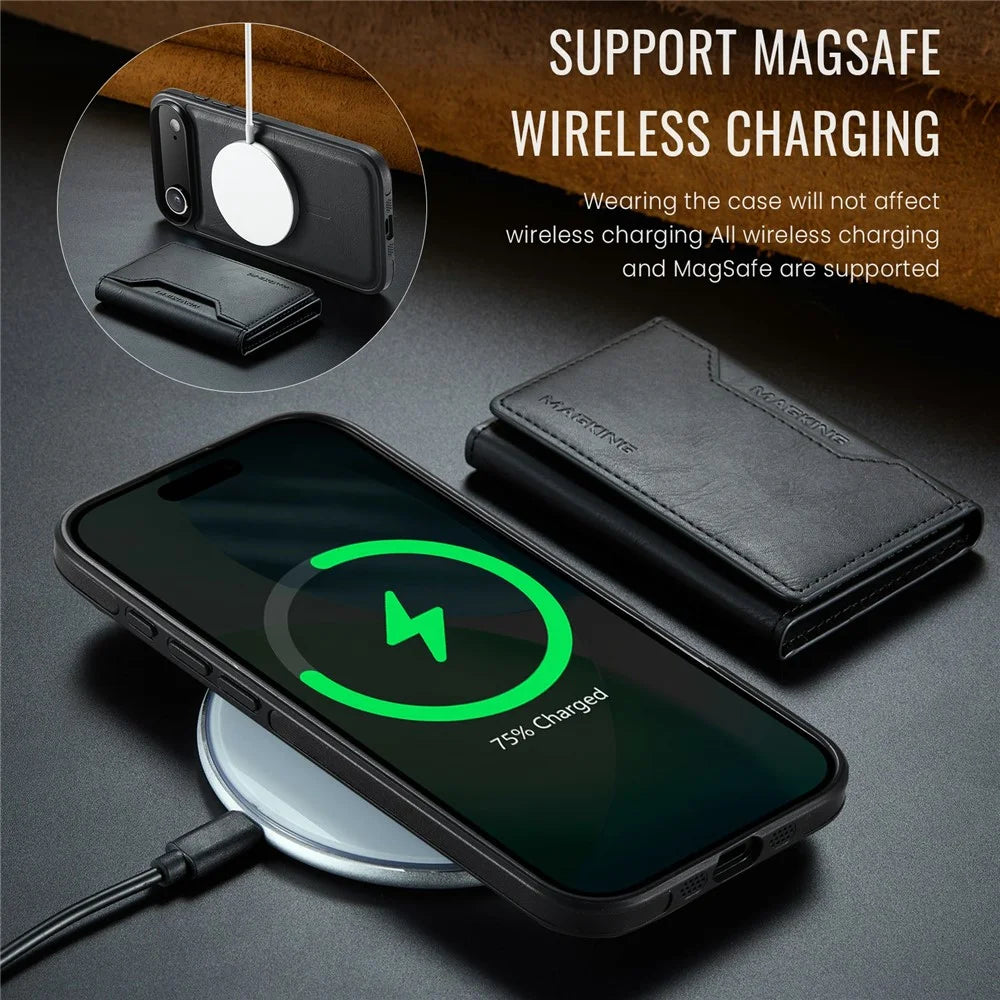 MAGKING K2 Series For iPhone Air Case Compatible with MagSafe PC + TPU + PU Phone Cover - Black - 6