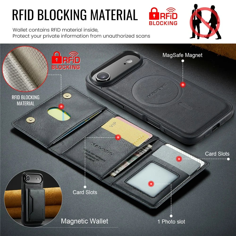 MAGKING K2 Series For iPhone Air Case Compatible with MagSafe PC + TPU + PU Phone Cover - Black - 7