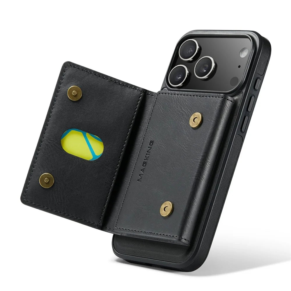 MAGKING K2 Series For iPhone 18 Pro / 17 Pro Case Compatible with MagSafe PC + TPU + PU Phone Cover - Black - 3