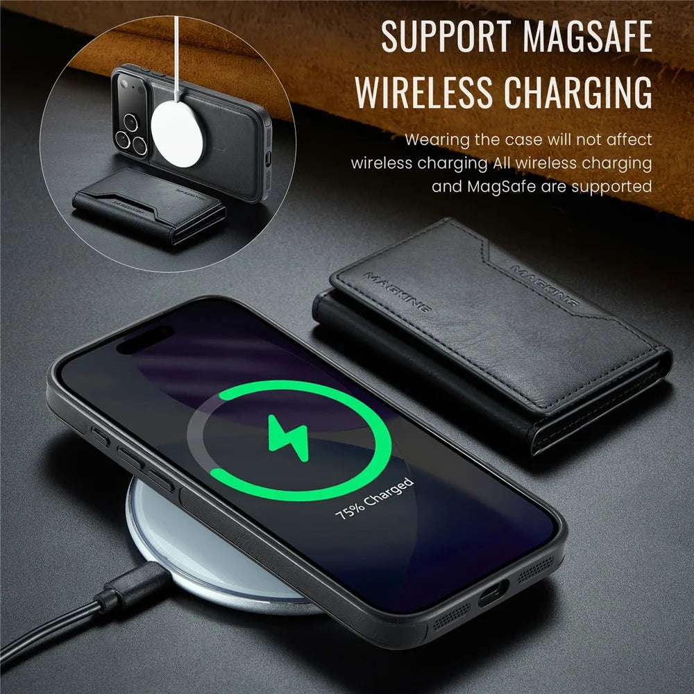 MAGKING K2 Series For iPhone 18 Pro / 17 Pro Case Compatible with MagSafe PC + TPU + PU Phone Cover - Black - 6