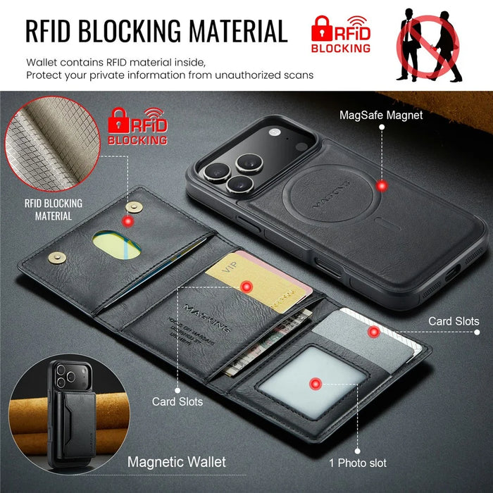 MAGKING K2 Series For iPhone 18 Pro Max / 17 Pro Max Case Compatible with MagSafe PC + TPU + PU Phone Cover - Black - 7