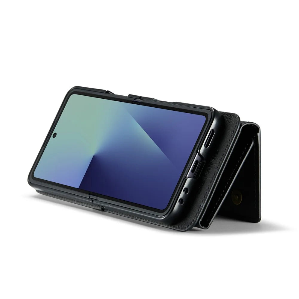 DG.MING M6 Series For Samsung Galaxy Z Flip7 5G Foldable Case PU + PC Phone Cover with Wallet  /  Shoulder Strap - Black - 4