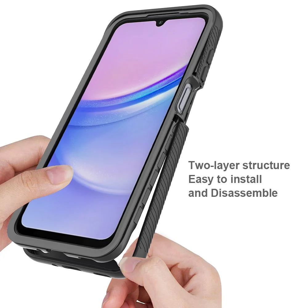 Clear Case for Samsung Galaxy A17 5G / A17 4G PC + TPU Phone Back Cover with PET Screen Film - Black - 2