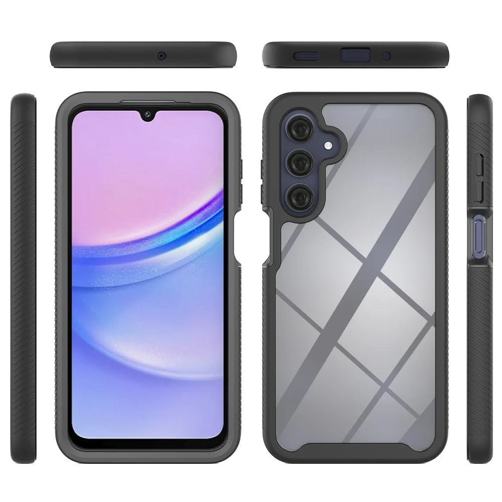 Clear Case for Samsung Galaxy A17 5G / A17 4G PC + TPU Phone Back Cover with PET Screen Film - Black - 5