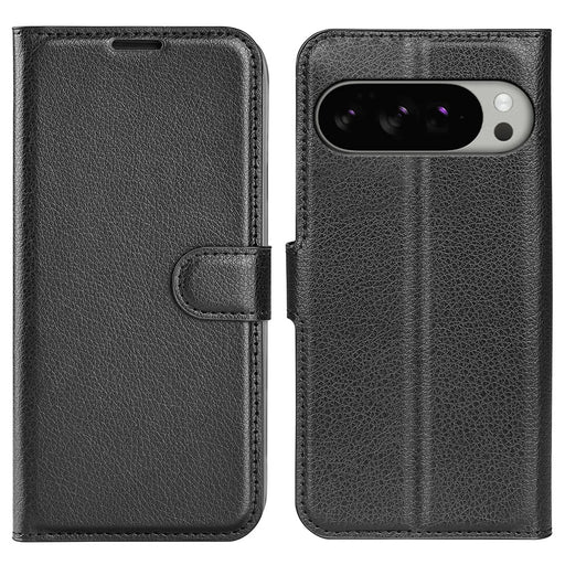 AMORUS For Google Pixel 10 Pro XL Wallet Case Litchi Texture Shockproof Leather Flip Stand Phone Cover - Black - 1