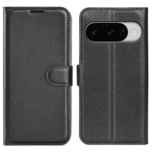 AMORUS For Google Pixel 10 Wallet Case Litchi Texture Shockproof Leather Flip Stand Phone Cover - Black - 1
