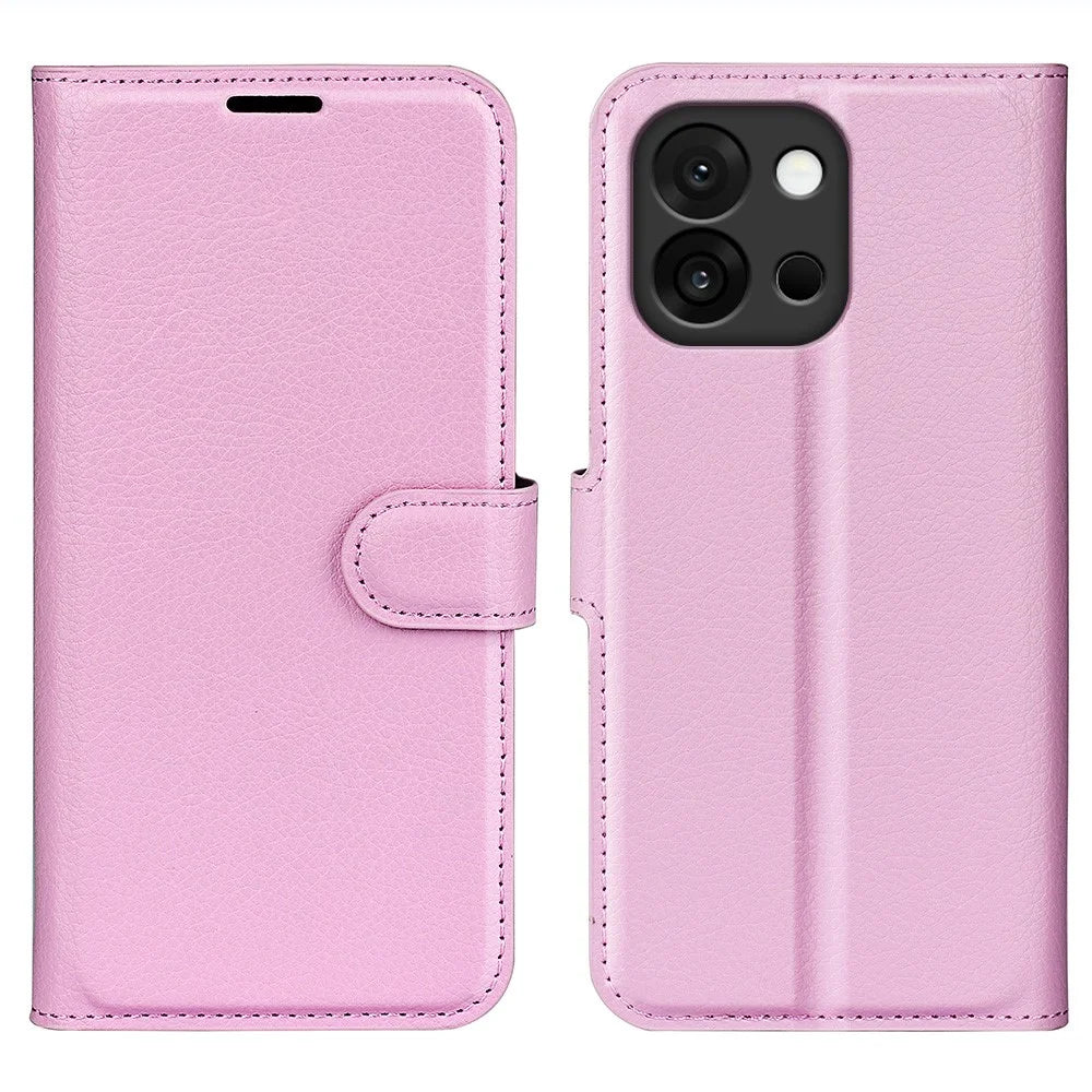 AMORUS For OnePlus 13T 5G Wallet Case Litchi Texture Shockproof Leather Flip Stand Phone Cover - Pink - 1
