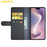 AMORUS For iPhone 16 Plus Stand Cases Calf Texture Genuine Split Leather Wallet Phone Cover - Black - 2