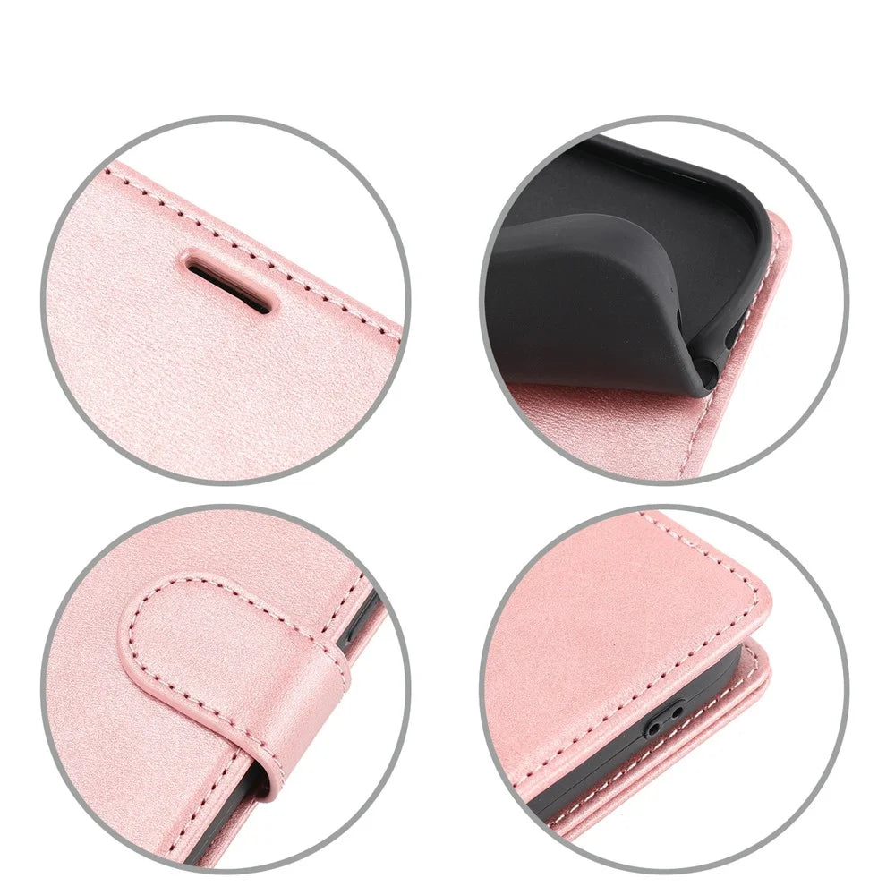 Anti-drop Phone Cover For Samsung Galaxy S23 Ultra, Splicing Flip Leather Case Wallet Stand with Magnetic Closing Clasp - Pink - 7