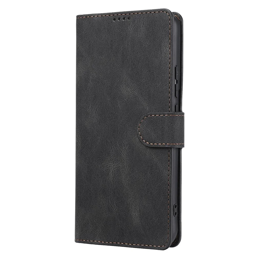 Anti-drop Magnetic Closure Phone Cover For Samsung Galaxy S23+, PU Leather Flip Phone Case Stand Wallet with Strap - Black - 2