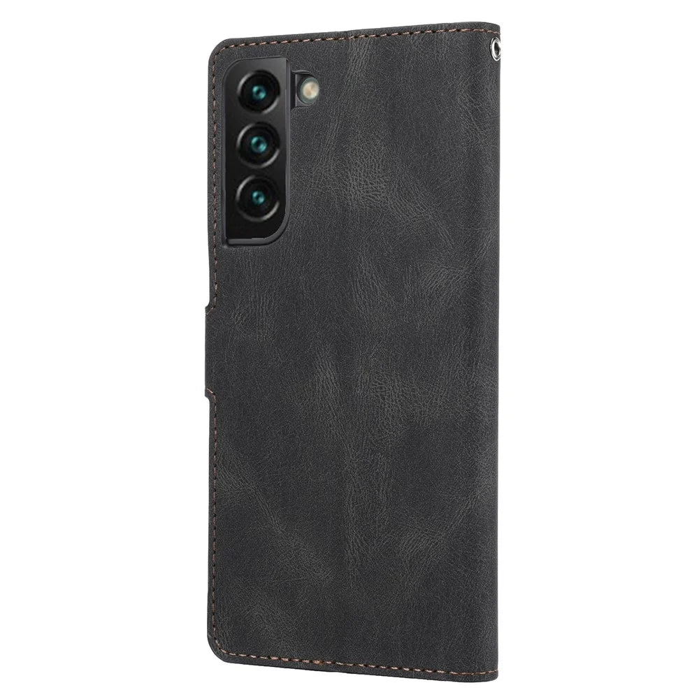 Anti-drop Magnetic Closure Phone Cover For Samsung Galaxy S23+, PU Leather Flip Phone Case Stand Wallet with Strap - Black - 3