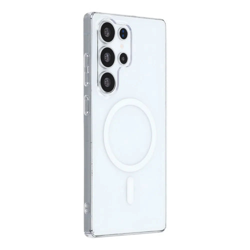 For Samsung Galaxy S25 Ultra Crystal Clear Magnetic Case Hard PC Phone Cover - Transparent White - 1