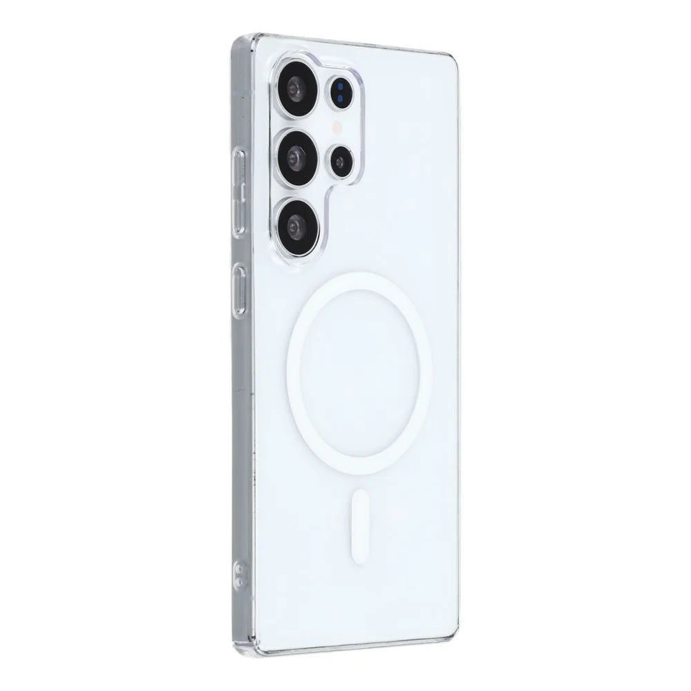 For Samsung Galaxy S24 Ultra Crystal Clear Magnetic Case Hard PC Phone Cover - Transparent White - 1