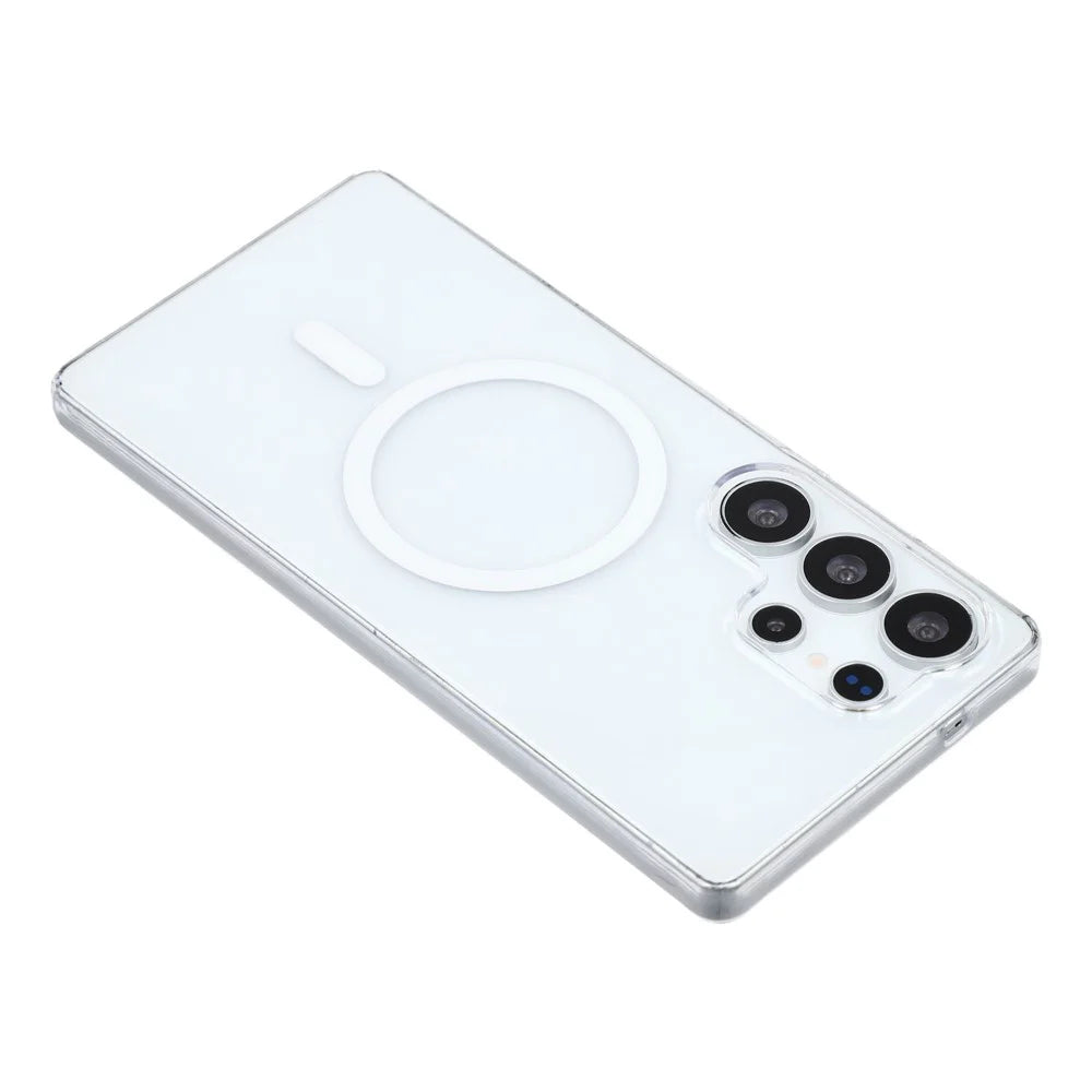 For Samsung Galaxy S24 Ultra Crystal Clear Magnetic Case Hard PC Phone Cover - Transparent White - 5