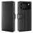 AMORUS For iPhone 18 Pro / 17 Pro Stand Cases Calf Texture Genuine Split Leather Wallet Phone Cover - Black - 1