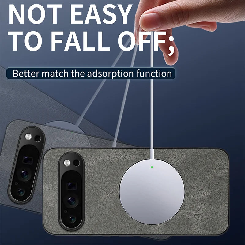 WANLONFENG For Google Pixel 9 Pro XL Magnetic Case  SD Series PC TPU Phone Cover with 2Pcs Screen Film - Grey - 3