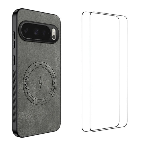 WANLONFENG For Google Pixel 10 Magnetic Case  SD Series PC TPU Phone Cover with 2Pcs Screen Film - Grey - 1