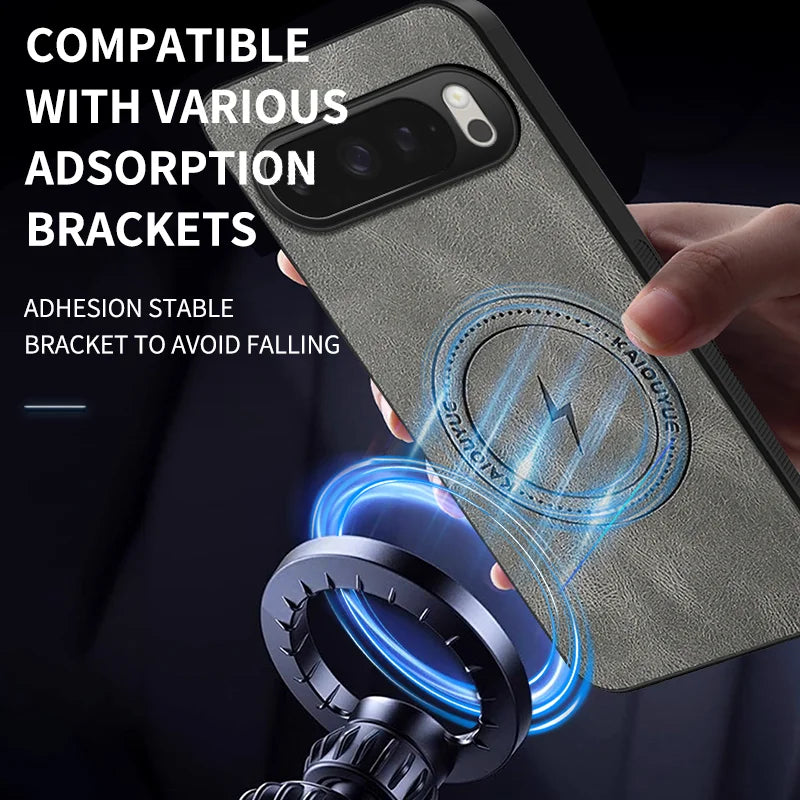 WANLONFENG For Google Pixel 10 Pro Magnetic Case  SD Series PC TPU Phone Cover with 2Pcs Screen Film - Grey - 6