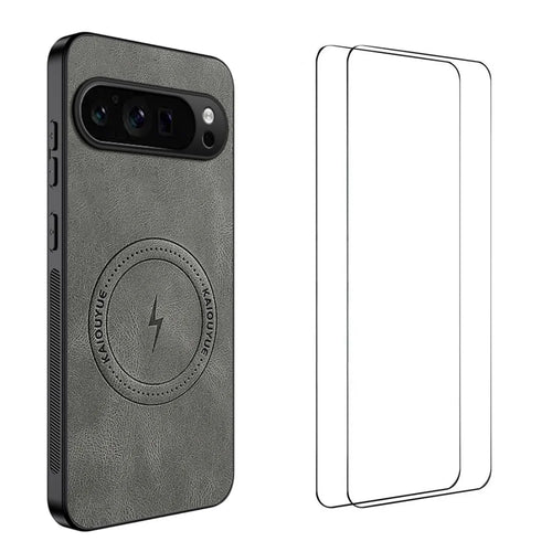 WANLONFENG For Google Pixel 9 Pro Magnetic Case  SD Series PC TPU Phone Cover with 2Pcs Screen Film - Grey - 1