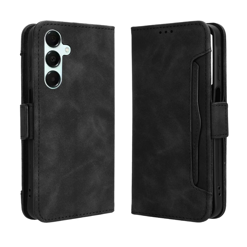 For Samsung Galaxy A18 5G / A18 4G / A17 5G / A17 4G / A26 5G / A16 5G / A16 4G Leather Case Phone Wallet Cover with Multiple Card Slots - Black - 1