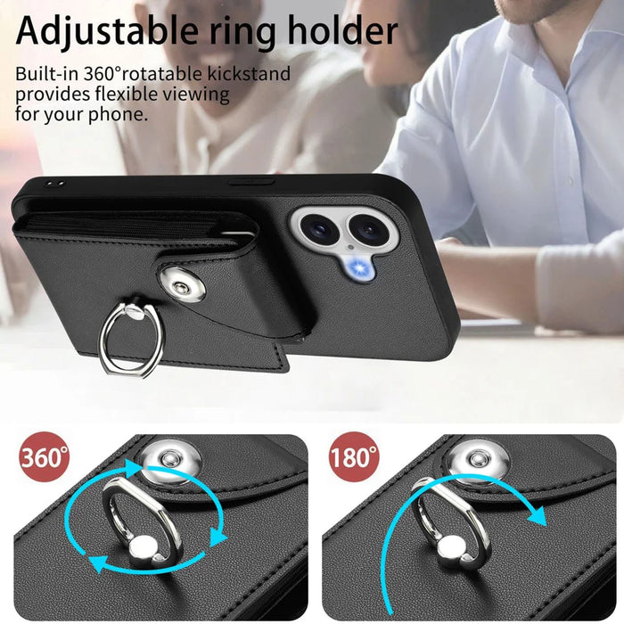 For iPhone 17 Case YB Leather Coating Series - Black - 5