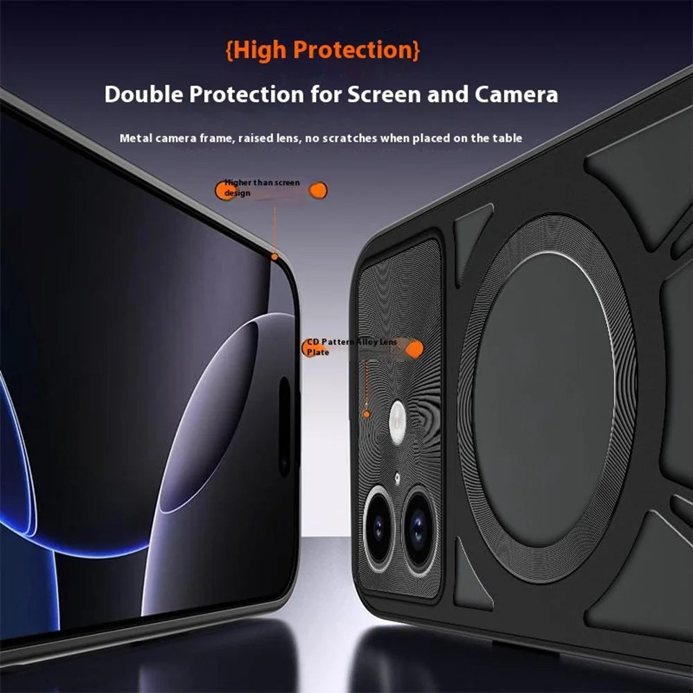 For iPhone 17 Case Magnetic Case Hollow Heat Dissipation PC + Silicone Phone Coverr - Black - 5