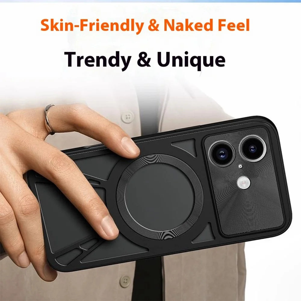 For iPhone 17 Case Magnetic Case Hollow Heat Dissipation PC + Silicone Phone Coverr - Black - 7